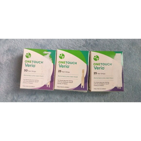 Lot Of 3 - 25 ct OneTouch Verio Blood Glucose Test Strips Exp 10/2026 - Picture 1 of 4